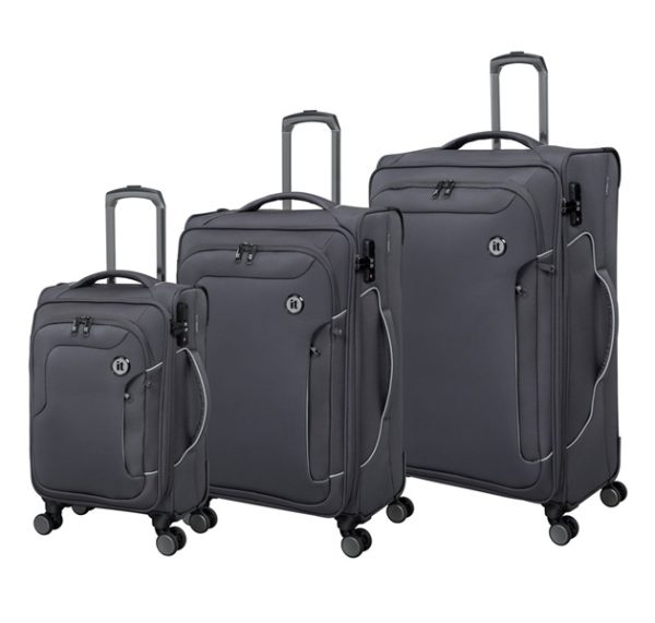 סט מזוודות בד קלות 3 יח' 30-25-20 מבית IT Luggage דגם TELEPORTED- אפור1
