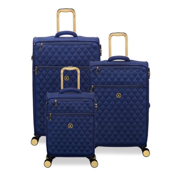 סט מזוודות בד קלות במשקל נוצה 3 יח' 30-25-20 מבית IT Luggage דגם GLIMMERING- כחול
